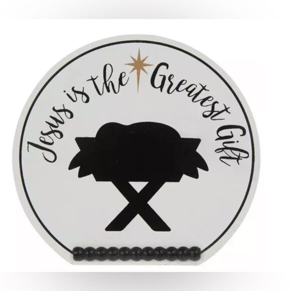 Jesus Is The Greatest Gift Wood Decor Black and White Decorative Plaque - Picture 3 of 4